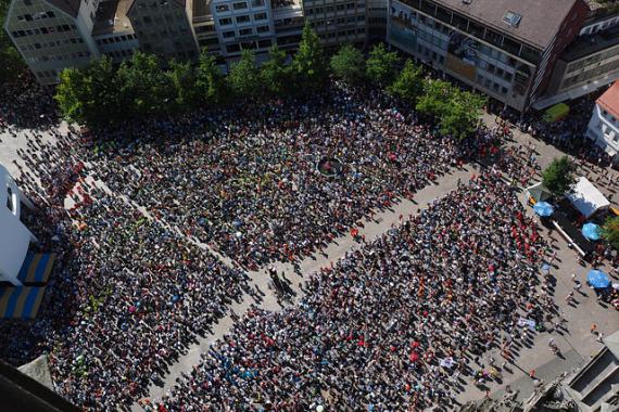 Foule vue du ciel