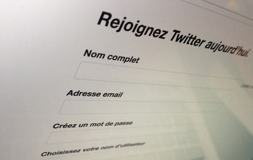 Page d'inscription sur Twitter (capture d'écran)